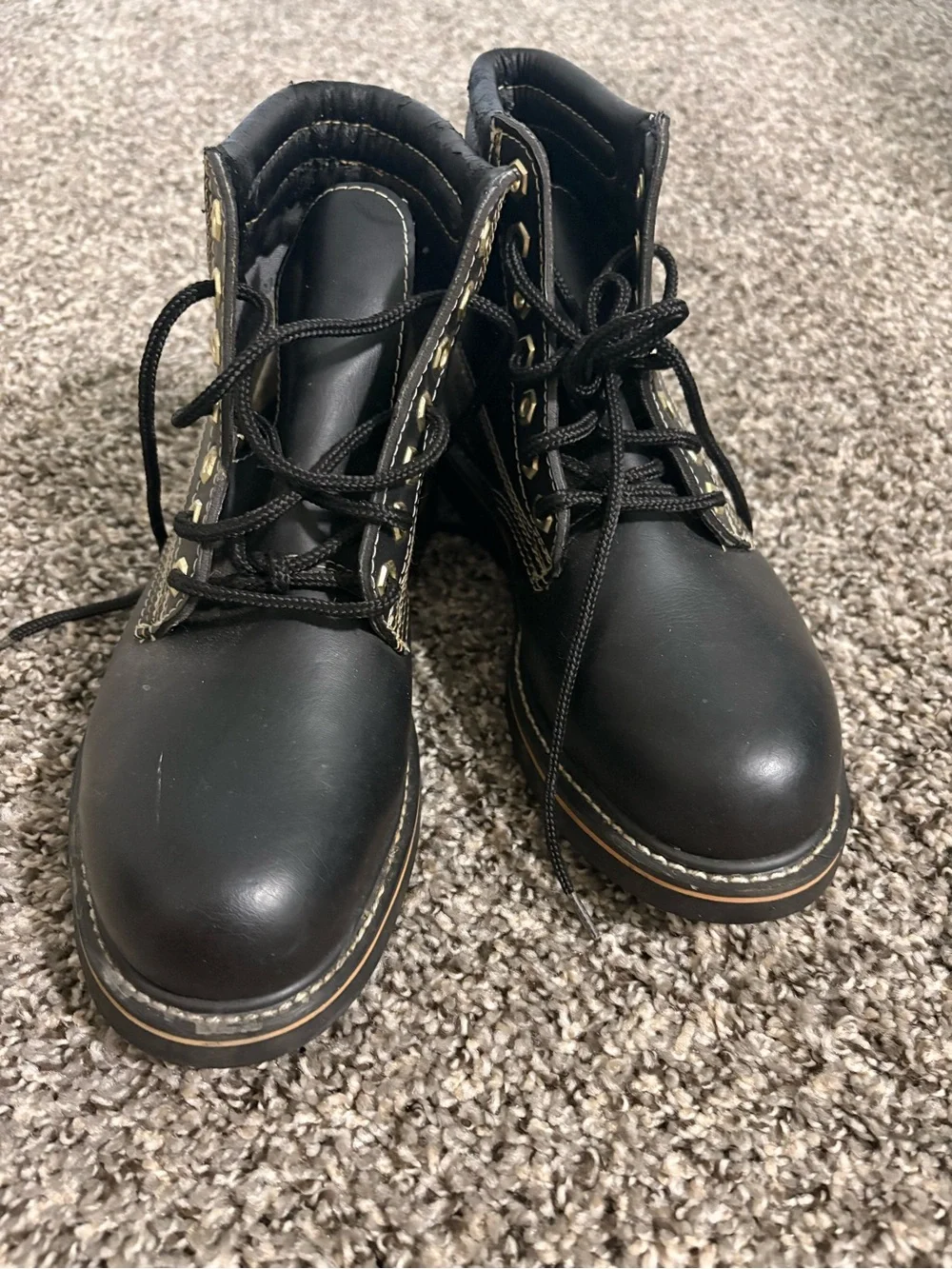Men's Black Steel Toe Work Boots Sz 7